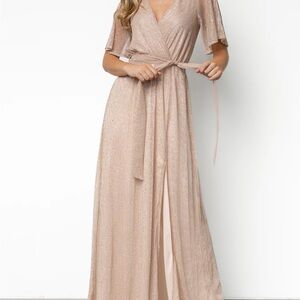 Elegant Beige Wrap Dress